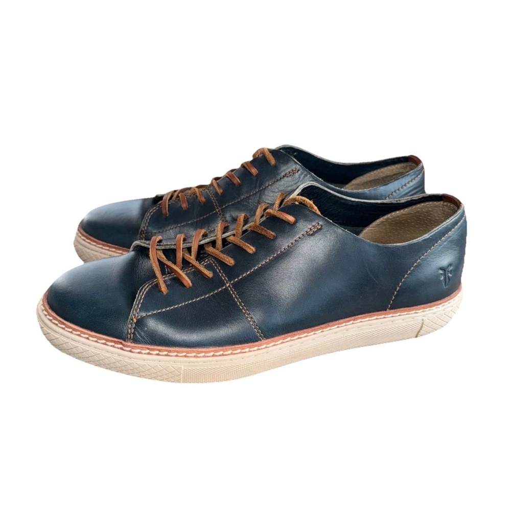 Frye Gates Low Lace Navy Leather Men's Casual Sneakers Size 11 / READ See Photos